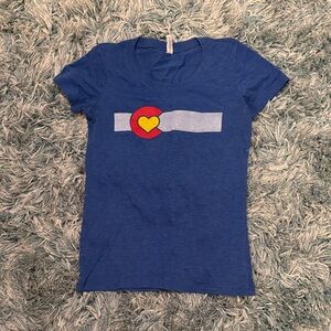 Blue Graphic T-Shirt with CO Heart Design